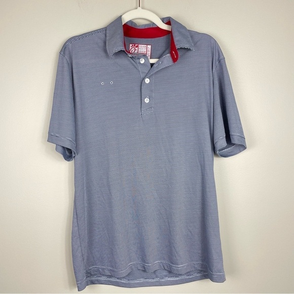 Chick-Fil-A Short Sleeve Collared Blue White Striped Top Mens Medium - Picture 1 of 6